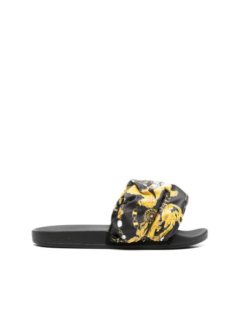 Chain Couture-print padded slides