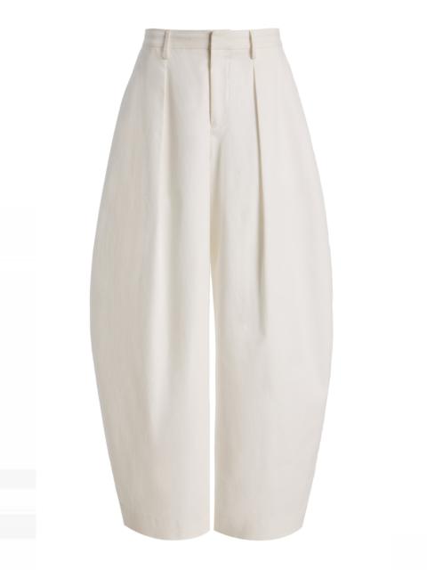 STAUD Elias Cotton-Blend Wide-Leg Pants white