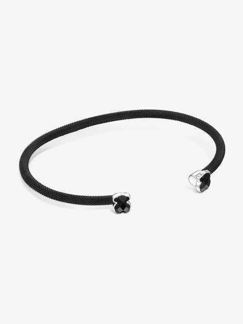 TOUS Fine black IP Steel Mesh Color Bracelet with Onyx