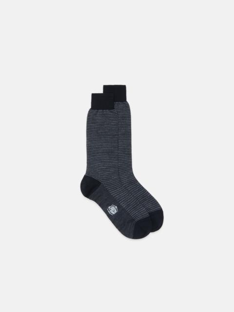 J. PRESS MADE-IN-ENGLAND BLACK HOUNDSCHECK WOOL SOCKS