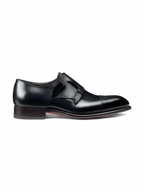 Santoni Men's blue leather double-buckle shoe