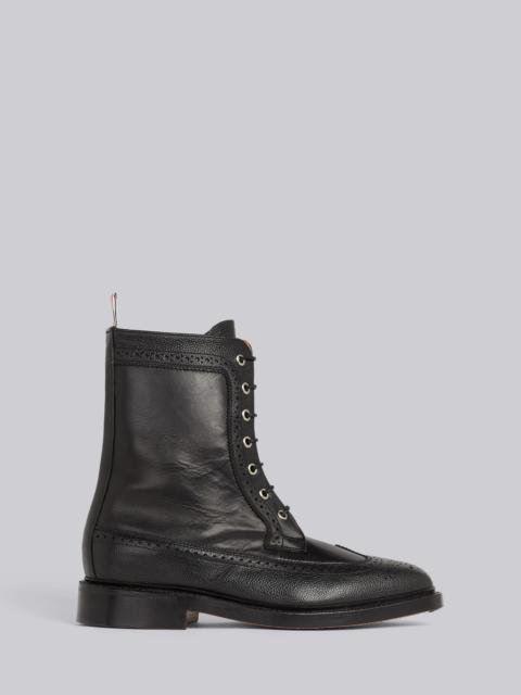 Thom Browne Black Pebbled Calfskin Mix Longwing Brogue Boot