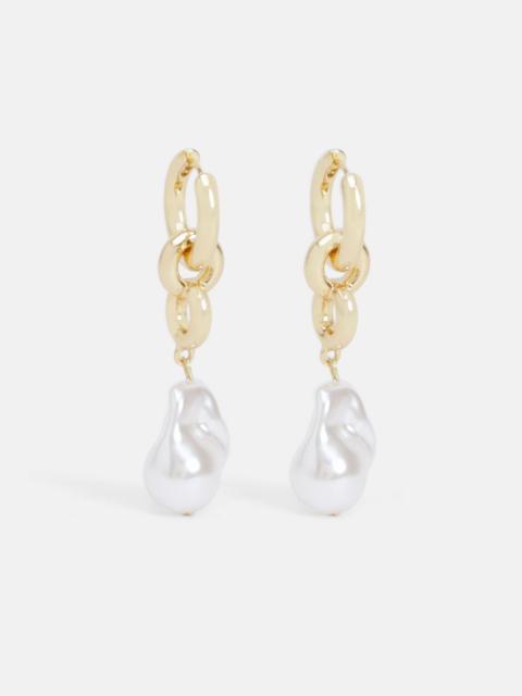 KAREN MILLEN Gold Chain Pearl Drop Detail Earrings