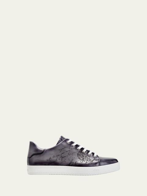 Men's Script-Embossed Low-Top Sneakers