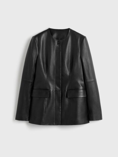 Totême Collarless leather jacket black