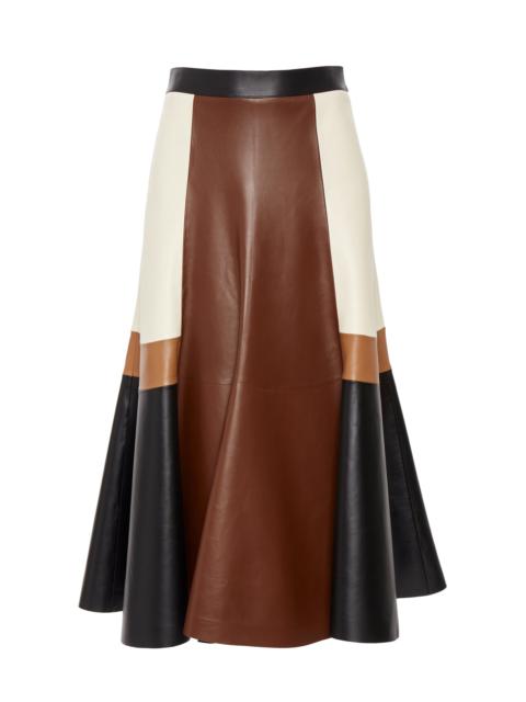 Patchwork Leather Midi Skirt multi