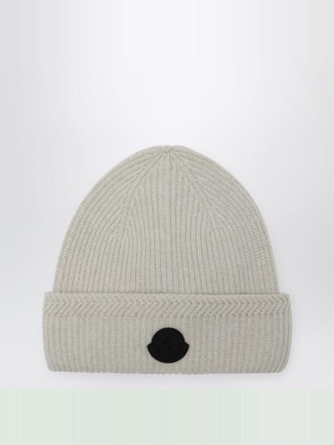 Moncler White beanie in wool and cashmere