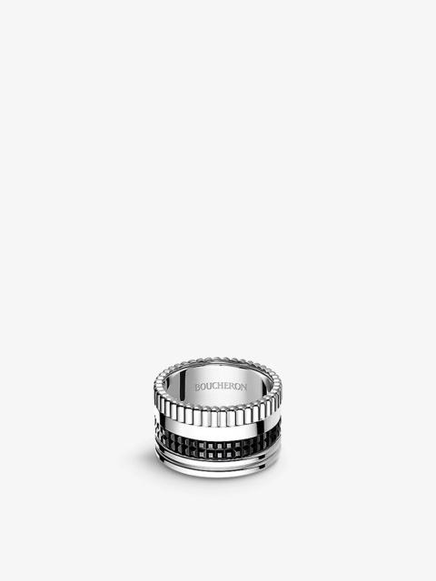 Quatre 18ct white-gold with PVD ring