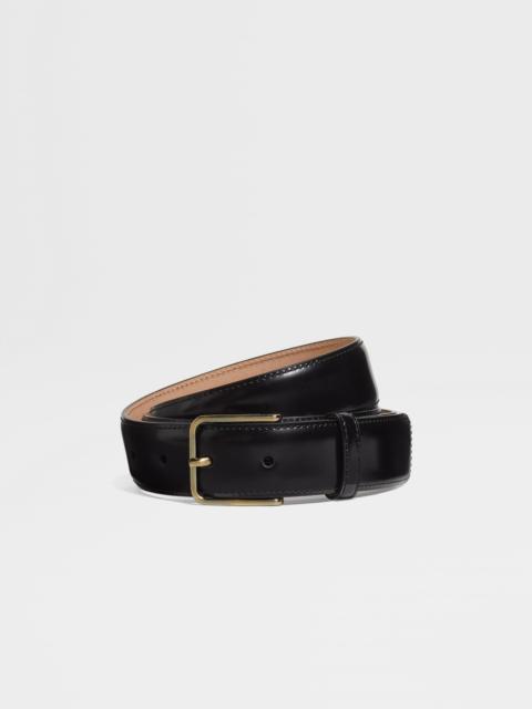 ZEGNA BLACK BOVINE LEATHER BELT