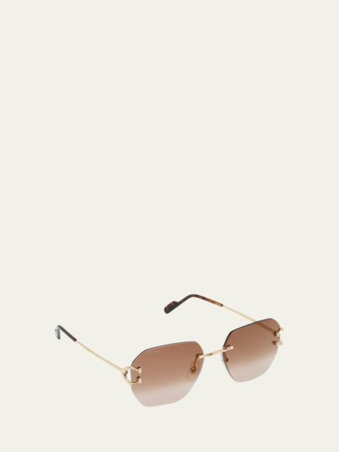 Cartier Rimless Square Metal Sunglasses