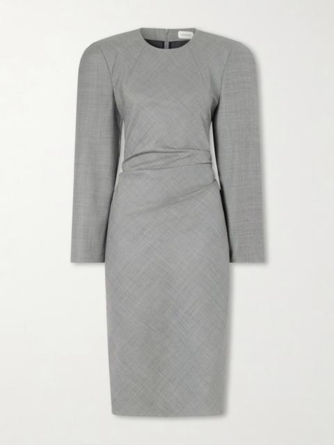 MAGDA BUTRYM Tie-detailed Gathered Padded Wool-blend Midi Dress