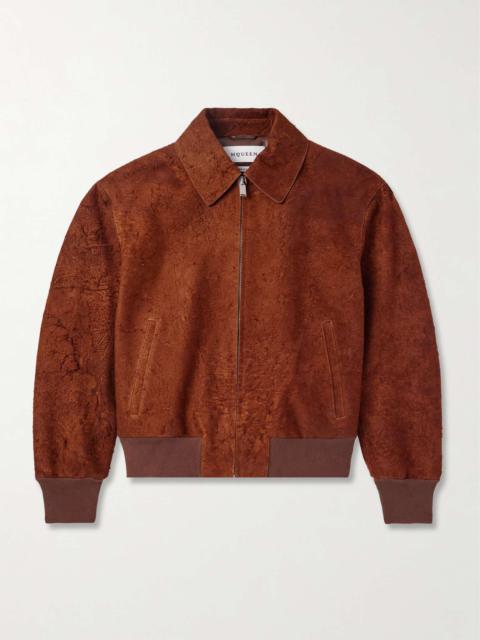 Alexander McQueen Textured-Suede Bomber Jacket