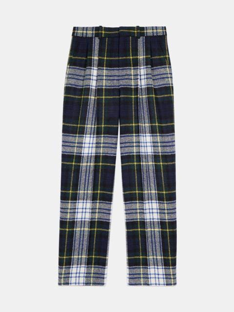 The Kooples THE KOOPLES X HARRIS TWEED WIDE-LEG WOOL PANTS IN GREEN AND NAVY BLUE