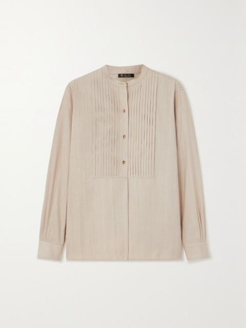 Loro Piana Jalia pintucked crinkled-silk blouse Stone