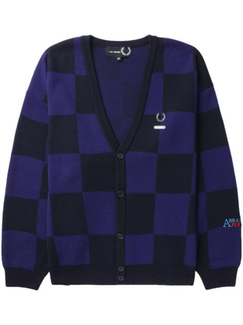Fred Perry x Raf Simons logo-appliquÃ© checkered cotton cardigan