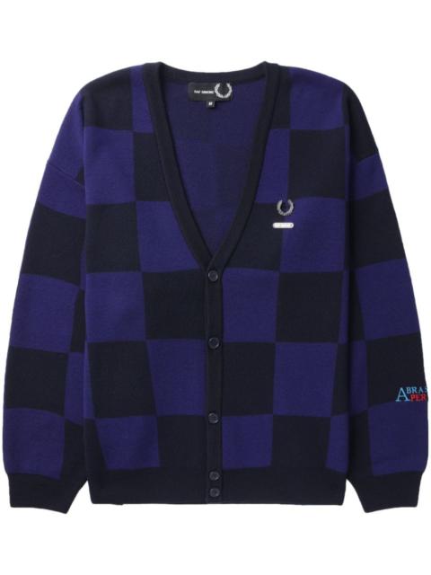 x Raf Simons logo-appliquÃ© checkered cotton cardigan