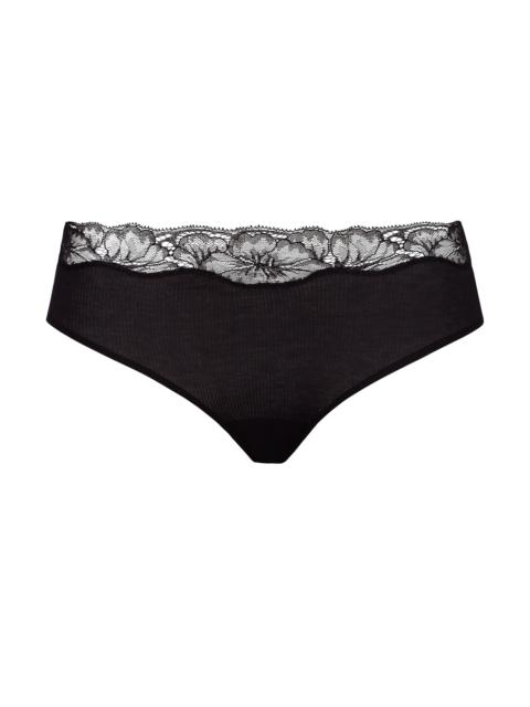 HANRO Lace Delight Fine Ribbed Cotton High Cut Brief