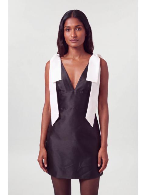 KAREN MILLEN Contrast Tie Shoulder Twill Mini Dress
