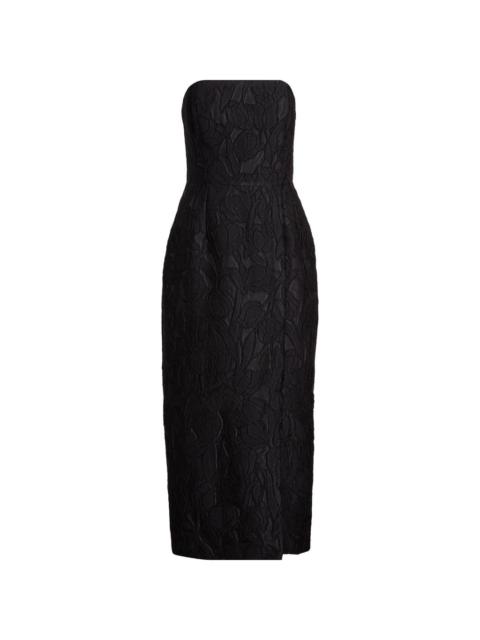 Emilia Wickstead Imara Strapless Column Dress in Black On Black at Nordstrom