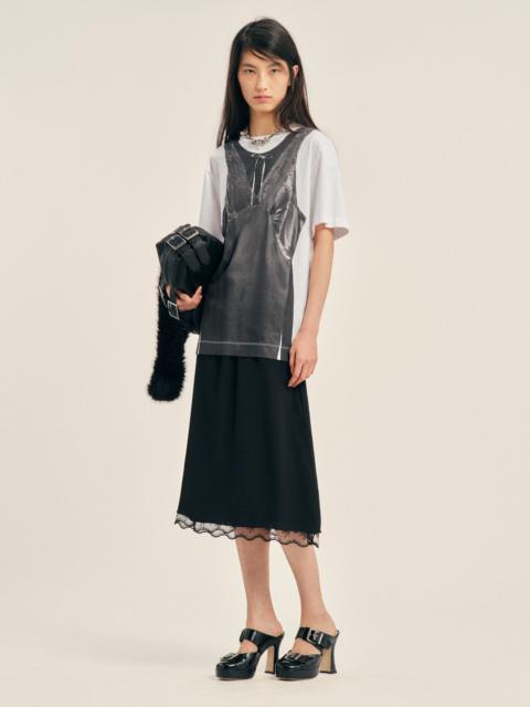 Simone Rocha Patchwork Satin Trompe L'Oeil Print T-Shirt