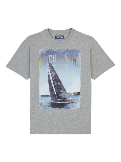 Men's Blue Sailing Boat Cotton T-Shirt
