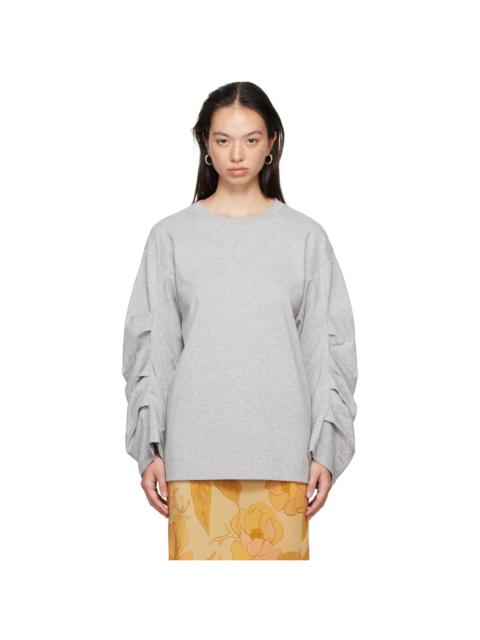 Gray Pleated Sleeves T-Shirt