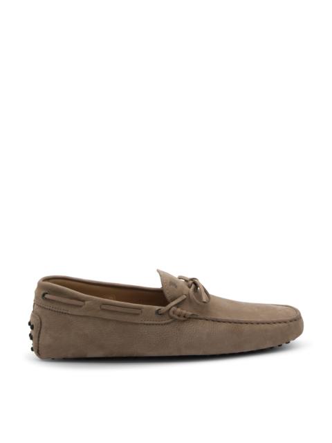 beige suede gommino loafers