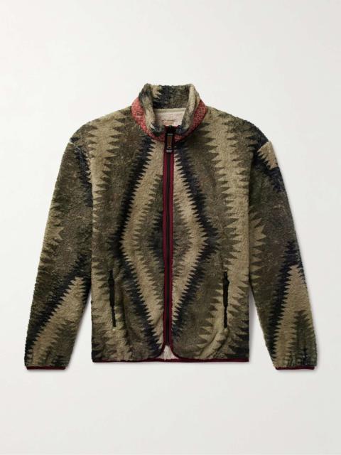 Jacquard-Trimmed Printed Fleece Jacket