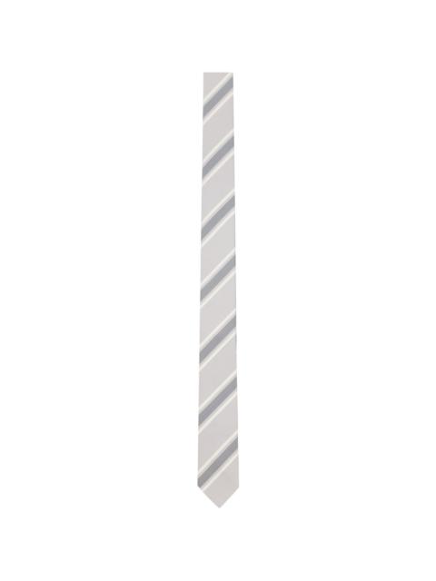 Thom Browne Gray Outlined Repp Stripe Classic Tie
