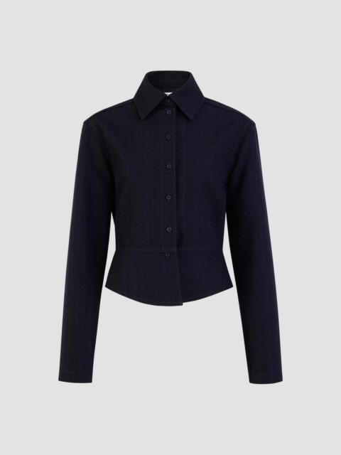 Alaïa Women's Basque Wool Denim Shirt - Nuit Reverse
