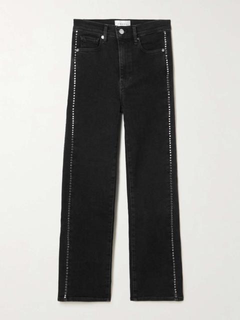FRAME Le Sleek embellished cropped high-rise straight-leg jeans