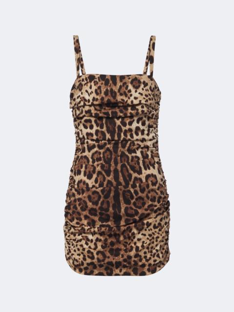 Dolce & Gabbana Leopard-print silk-blend charmeuse minidress