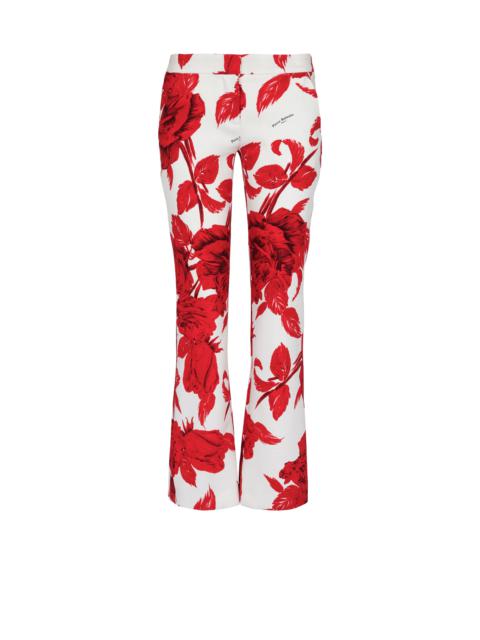 Balmain Crepe trousers with Roses print