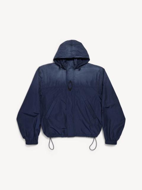 BALENCIAGA Men's Hooded Rain Jacket in Marine Blue