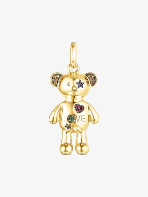 TOUS 18K gold vermeil Teddy Bear Stars Pendant with Gemstones