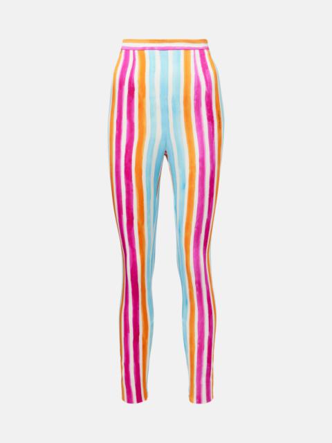 Dolce & Gabbana Striped silk-blend leggings