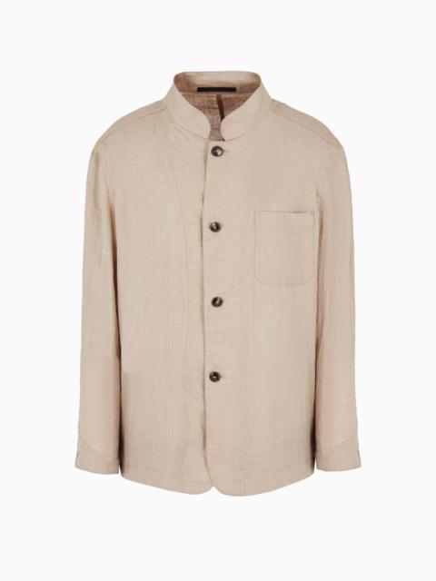 GIORGIO ARMANI Single-breasted, linen canvas jacket