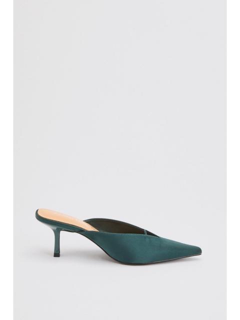 KAREN MILLEN Satin Closed Toe Heeled Mules