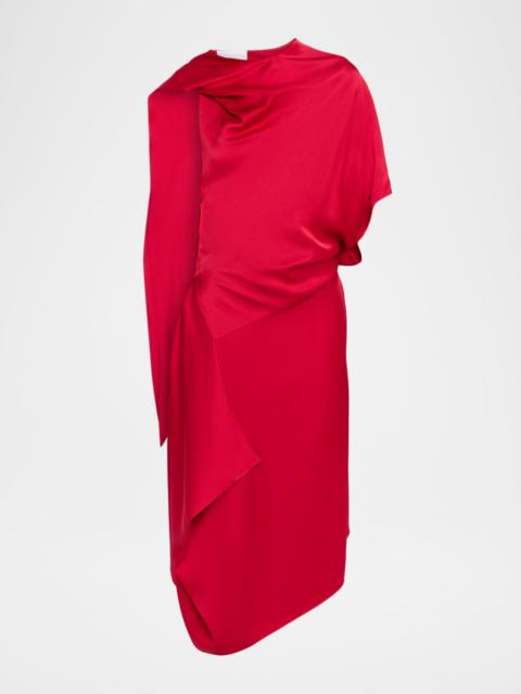 Satin Asymmetric Midi Dress