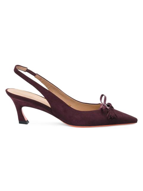 Santoni Women's Adri Bow 85MM Slingback Pumps - Burgundy