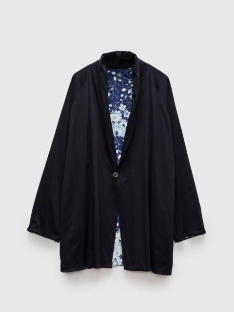 Blue Blue Japan "Sakura Kaza" Reversible Knit Haori in Dark Navy