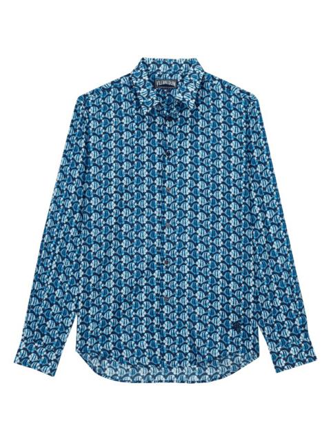 Vilebrequin Unisex Cotton Voile Summer Shirt Batik Fishes