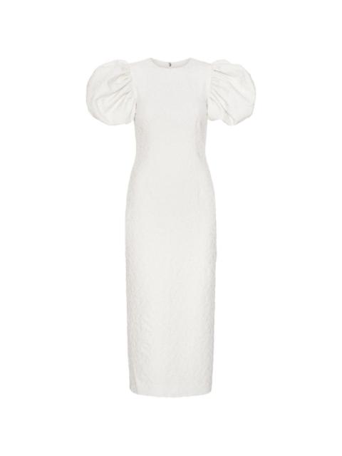 ROTATE puffy jacquard midi dress