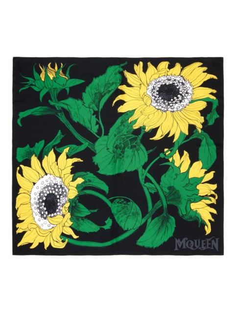 Alexander McQueen Women's Exploded Sunflower Silk Scarf - Black Yellow
