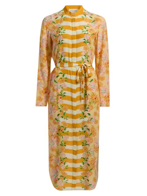 SALONI Women's Molly-D Silk Belted Midi Shirtdress - Windflower Stripe Placement