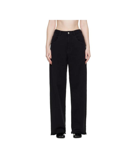 MM6 Maison Margiela Black Wide-Leg Cotton Trousers