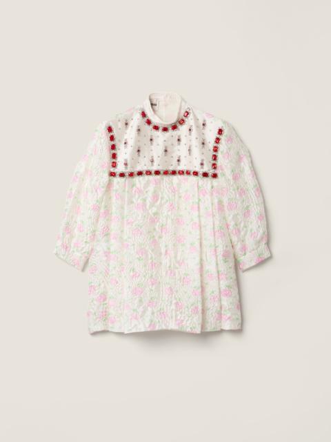 Miu Miu Cloqué mini-dress with crystals