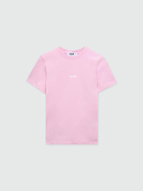 MSGM Pink short-sleeve cotton jersey T-shirt with micro logo on the front