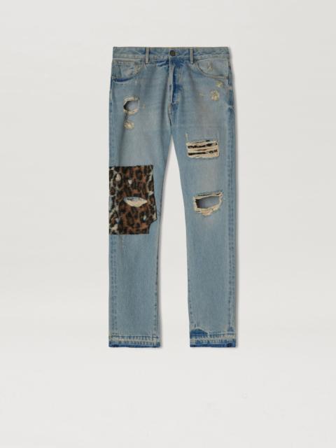 Palm Angels ANIMALIER PATCH REGULAR DENIM PANTS