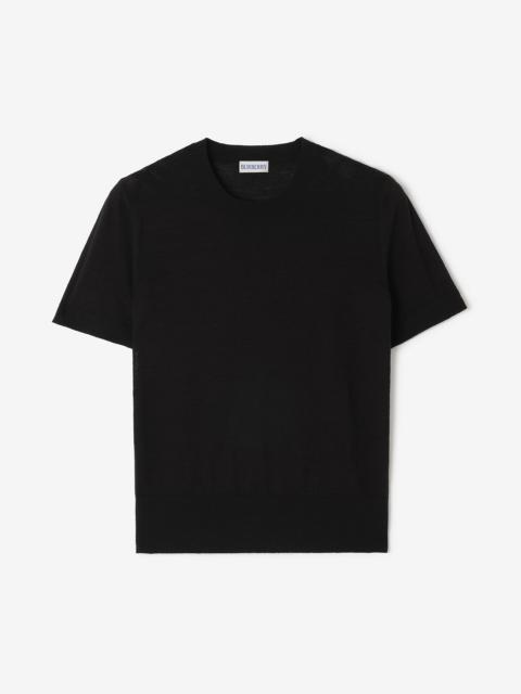 Burberry Check Panel Wool Silk Top